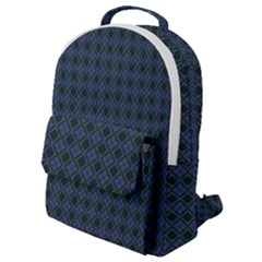 Argyle Dark Purple Black Pattern Flap Pocket Backpack (small) by BrightVibesDesign