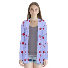 Kawaii Cherries Blue Pattern Drape Collar Cardigan by snowwhitegirl