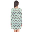 Kawaii Dougnut Green Pattern Long Sleeve V-neck Flare Dress View2