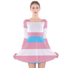 Transgender Pride Flag Long Sleeve Velvet Skater Dress by lgbtnation