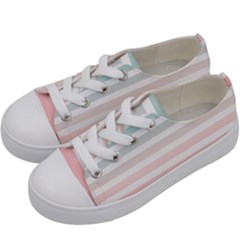 Horizontal Pinstripes In Soft Colors Kids  Low Top Canvas Sneakers by shawlin