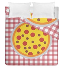 Pizza Table Pepperoni Sausage Copy Duvet Cover Double Side (queen Size) by Nexatart