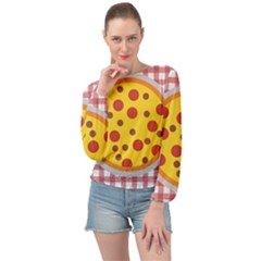 Pizza Table Pepperoni Sausage Copy Banded Bottom Chiffon Top by Nexatart