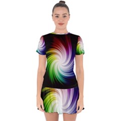 Rainbow Swirl Twirl Drop Hem Mini Chiffon Dress by Nexatart