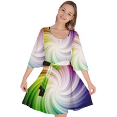 Rainbow Swirl Twirl Velour Kimono Dress by Nexatart