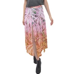 Fineleaf Japanese Maple Highlights Velour Split Maxi Skirt by Riverwoman