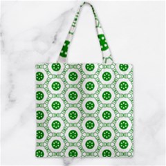 White Background Green Shapes Zipper Grocery Tote Bag by Nexatart