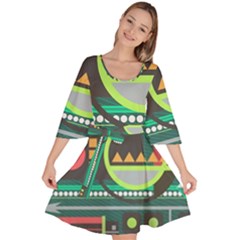 Background Colors Abstract Shapes Velour Kimono Dress by Nexatart