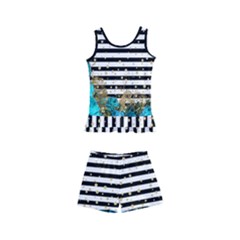 Tealrosestripes2 Kids  Boyleg Swimsuit by itsablingthingshop