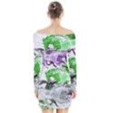 Horse Animal World Green Long Sleeve Off Shoulder Dress View2