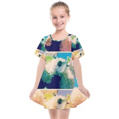 Washed Out Snowball Branch Collage (iv) Kids  Smock Dress by okhismakingart