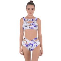 Background Santorini Greece Bandaged Up Bikini Set  by Pakrebo