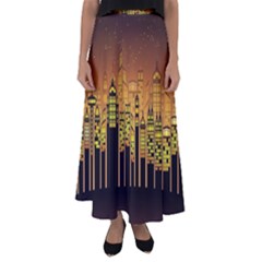 Buildings Skyscrapers City Flared Maxi Skirt by Pakrebo