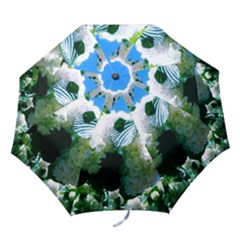 Blue Snowball Branch Folding Umbrellas by okhismakingart