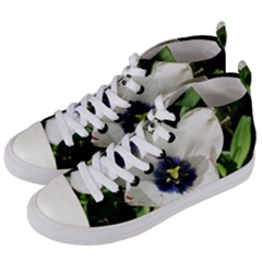 Blue Centered Tulip Women s Mid-top Canvas Sneakers by okhismakingart