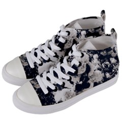 High Contrast Black And White Snowballs Women s Mid-top Canvas Sneakers by okhismakingart