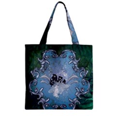 Surfboard With Dolphin Zipper Grocery Tote Bag by FantasyWorld7