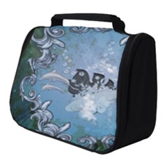 Surfboard With Dolphin Full Print Travel Pouch (small) by FantasyWorld7