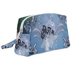 Surfboard With Dolphin Wristlet Pouch Bag (large) by FantasyWorld7