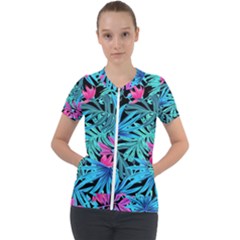 Leaves  Short Sleeve Zip Up Jacket by Sobalvarro