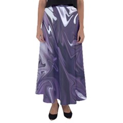 Purple Marble Digital Abstract Flared Maxi Skirt by Pakrebo