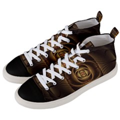 Fractal Copper Amber Abstract Men s Mid-top Canvas Sneakers by Pakrebo