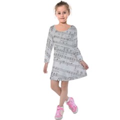 Sheet Music Paper Notes Antique Kids  Long Sleeve Velvet Dress by Pakrebo