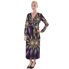 Fractal Flower Floral Abstract Velvet Maxi Wrap Dress by Pakrebo