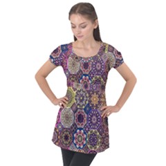 Oriental Puff Sleeve Tunic Top by Sobalvarro