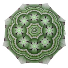 Fractal Mandala Green Purple Straight Umbrellas by Pakrebo