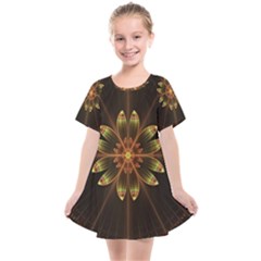 Fractal Floral Mandala Abstract Kids  Smock Dress by Pakrebo