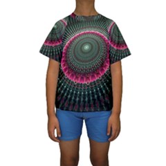 Fractal Circle Fantasy Texture Kids  Short Sleeve Swimwear by Pakrebo