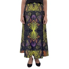 Fractal Multi Color Geometry Flared Maxi Skirt by Pakrebo