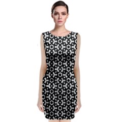 Geometric Pattern  Black And White Classic Sleeveless Midi Dress by RedPanda