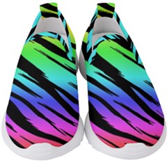 Tiger Rainbow Kids  Slip On Sneakers by ArtistRoseanneJones