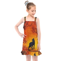 Wonderful Wolf In The Night Kids  Overall Dress by FantasyWorld7