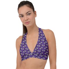 Daisy Purple Halter Plunge Bikini Top by snowwhitegirl