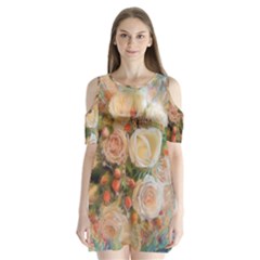 Ackground Flowers Colorful Shoulder Cutout Velvet One Piece by Pakrebo