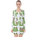 Kawaii Frog Rainy Season Japanese V-neck Bodycon Long Sleeve Dress View1