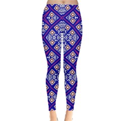 Symmetry Digital Art Pattern Blue Leggings  by Pakrebo