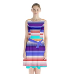 Cotton Candy Stripes Sleeveless Waist Tie Chiffon Dress by bloomingvinedesign