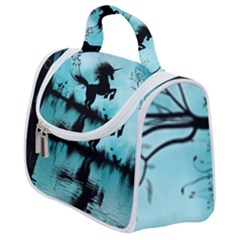 Wonderful Unicorn Silhouette In The Night Satchel Handbag by FantasyWorld7