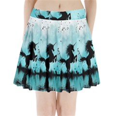 Wonderful Unicorn Silhouette In The Night Pleated Mini Skirt by FantasyWorld7