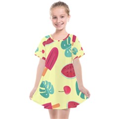 Watermelon Leaves Strawberry Kids  Smock Dress by HermanTelo