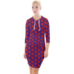 Blue Pattern Texture Quarter Sleeve Hood Bodycon Dress by HermanTelo