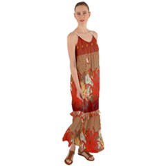 Abstract Flower Cami Maxi Ruffle Chiffon Dress by HermanTelo