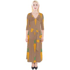 Healthy Fresh Carrot Quarter Sleeve Wrap Maxi Dress by HermanTelo