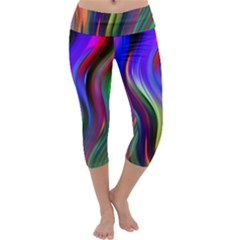 Lines Swinging Plasma Cross Capri Yoga Leggings by Bajindul