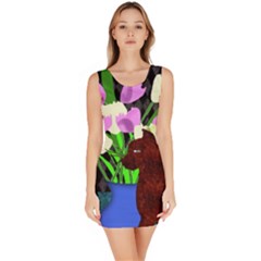 The Cat And The Tulips Bodycon Dress by bloomingvinedesign