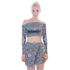 Mosaic Pattern Off Shoulder Top With Mini Skirt Set by Bajindul